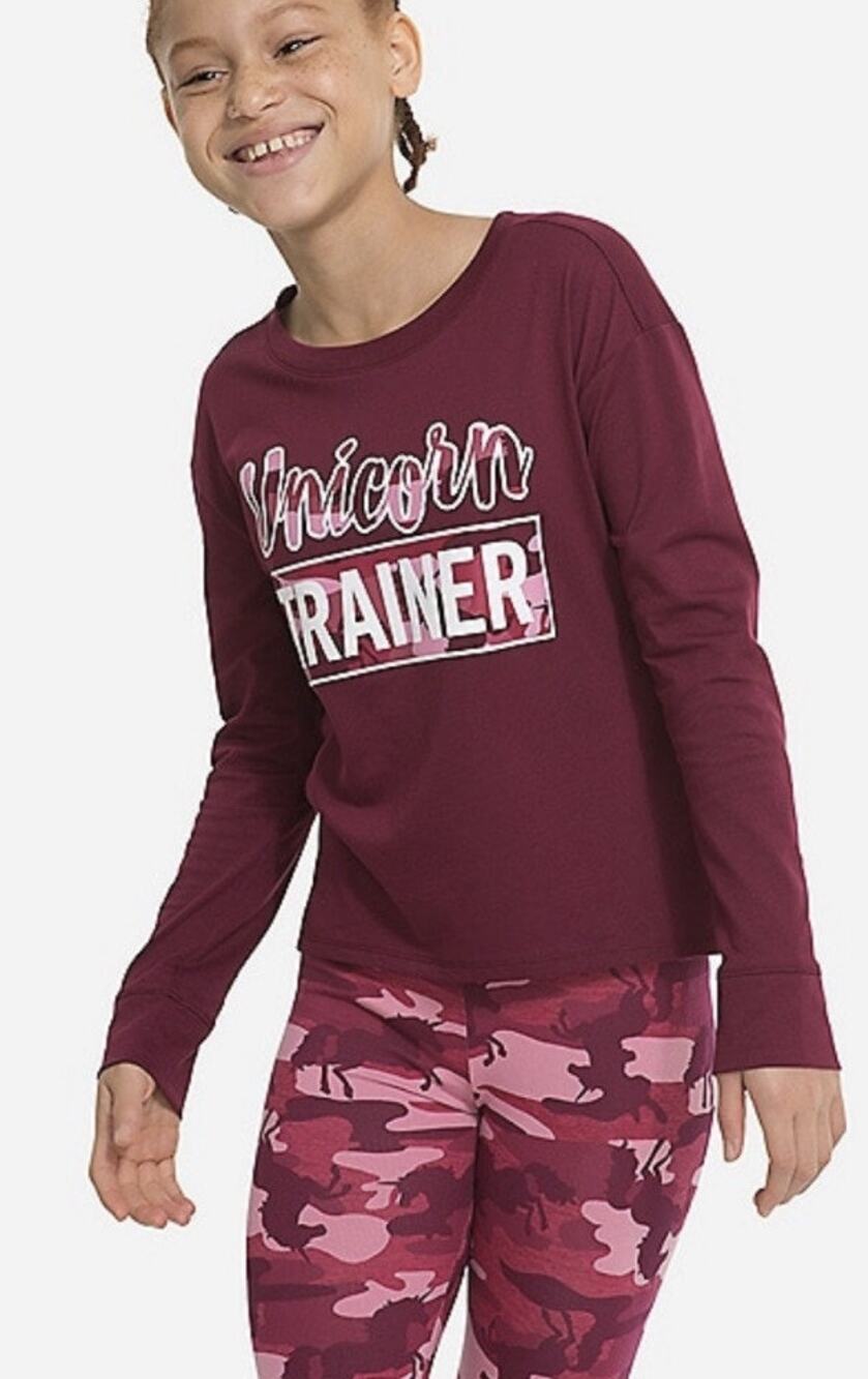 Justice Girl’s Unicorn Trainer Graphic T-Shirt Kid’s Youth Size 14/16